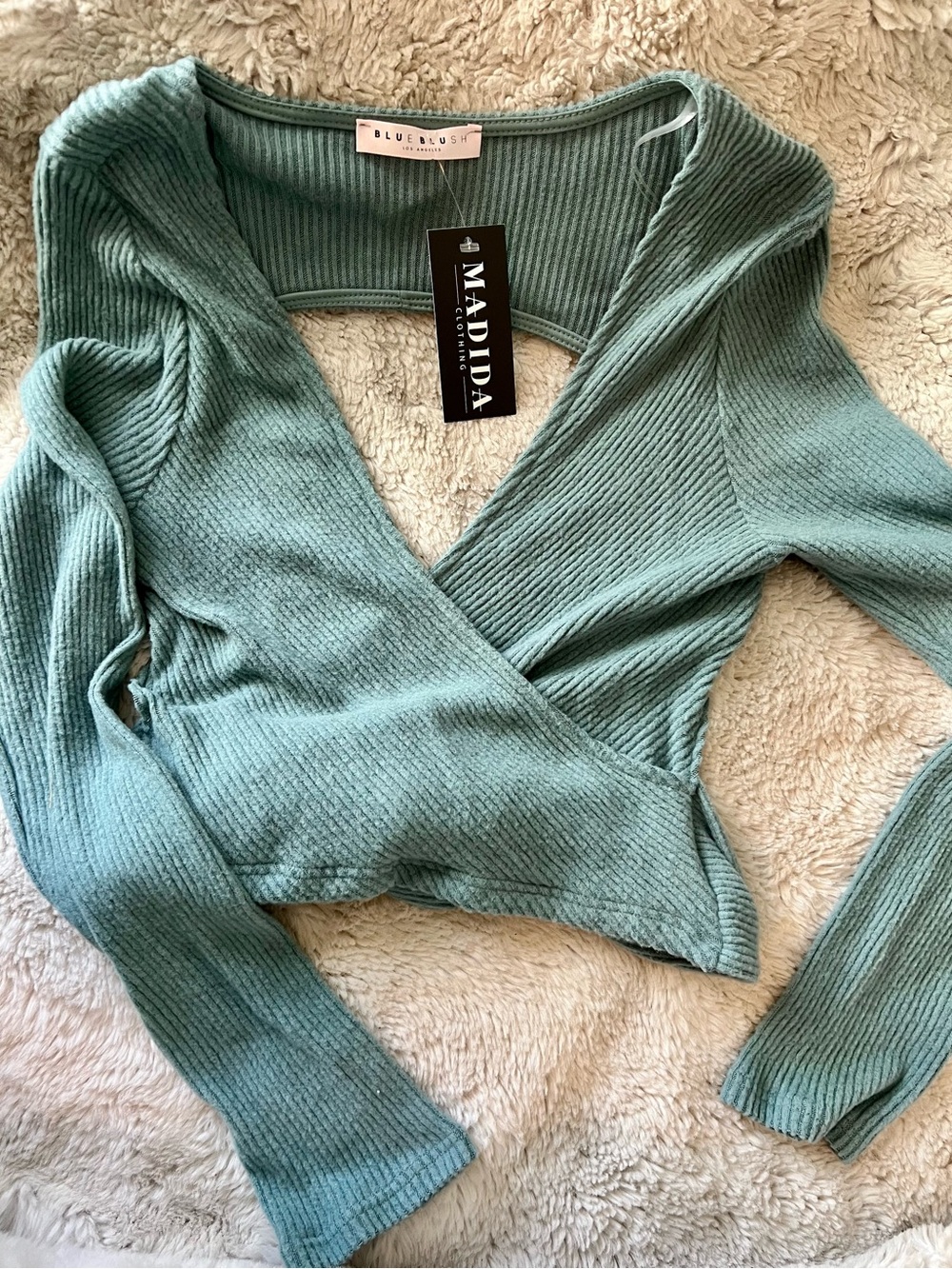 NWT Blue Blush Ribbed crop top Small